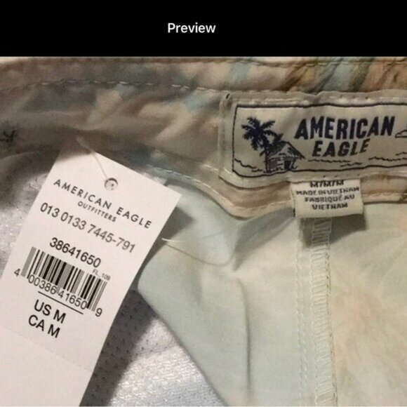 American Eagle Swim Trunks Board Shorts Men Medium Tropical Print 9" Inseam - Picture 8 of 10